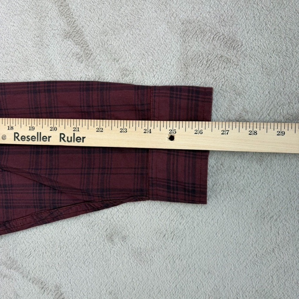 Abercrombie & Fitch Blade Mandarin Collar Shirt in Burgundy Plaid Men 2XL Preppy - Picture 5 of 7